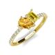 5 - Zahara 9x6 mm Pear Citrine and 7x5 mm Emerald Cut Lab Created Yellow Sapphire 2 Stone Duo Ring 