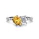 1 - Zahara 9x6 mm Pear Citrine and 7x5 mm Emerald Cut White Sapphire 2 Stone Duo Ring 