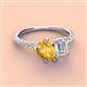 4 - Zahara 9x6 mm Pear Citrine and 7x5 mm Emerald Cut White Sapphire 2 Stone Duo Ring 
