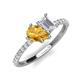 5 - Zahara 9x6 mm Pear Citrine and 7x5 mm Emerald Cut White Sapphire 2 Stone Duo Ring 