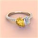 4 - Zahara 9x6 mm Pear Citrine and 7x5 mm Emerald Cut White Sapphire 2 Stone Duo Ring 