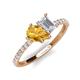 5 - Zahara 9x6 mm Pear Citrine and 7x5 mm Emerald Cut White Sapphire 2 Stone Duo Ring 
