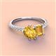 4 - Zahara 9x6 mm Pear and 7x5 mm Emerald Cut Citrine 2 Stone Duo Ring 