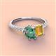 4 - Zahara 9x6 mm Pear Lab Created Alexandrite and 7x5 mm Emerald Cut Citrine 2 Stone Duo Ring 