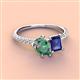4 - Zahara 9x6 mm Pear Lab Created Alexandrite and 7x5 mm Emerald Cut Iolite 2 Stone Duo Ring 