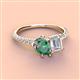 4 - Zahara 9x6 mm Pear Lab Created Alexandrite and 7x5 mm Emerald Cut White Sapphire 2 Stone Duo Ring 