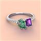 4 - Zahara 9x6 mm Pear Lab Created Alexandrite and 7x5 mm Emerald Cut Amethyst 2 Stone Duo Ring 