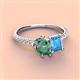 4 - Zahara 9x6 mm Pear Lab Created Alexandrite and 7x5 mm Emerald Cut Blue Topaz 2 Stone Duo Ring 