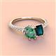 4 - Zahara 9x6 mm Pear Lab Created Alexandrite and 7x5 mm Emerald Cut London Blue Topaz 2 Stone Duo Ring 