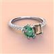4 - Zahara 9x6 mm Pear Lab Created Alexandrite and 7x5 mm Emerald Cut Smoky Quartz 2 Stone Duo Ring 