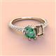 4 - Zahara 9x6 mm Pear Lab Created Alexandrite and 7x5 mm Emerald Cut Smoky Quartz 2 Stone Duo Ring 