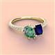 4 - Zahara 9x6 mm Pear Lab Created Alexandrite and 7x5 mm Emerald Cut Lab Created Blue Sapphire 2 Stone Duo Ring 