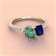 4 - Zahara 9x6 mm Pear Lab Created Alexandrite and 7x5 mm Emerald Cut Lab Created Blue Sapphire 2 Stone Duo Ring 