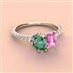 4 - Zahara 9x6 mm Pear Lab Created Alexandrite and 7x5 mm Emerald Cut Lab Created Pink Sapphire 2 Stone Duo Ring 