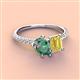 4 - Zahara 9x6 mm Pear Lab Created Alexandrite and 7x5 mm Emerald Cut Lab Created Yellow Sapphire 2 Stone Duo Ring 