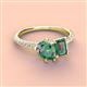 4 - Zahara 9x6 mm Pear and 7x5 mm Emerald Cut Lab Created Alexandrite 2 Stone Duo Ring 