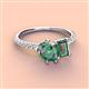 4 - Zahara 9x6 mm Pear and 7x5 mm Emerald Cut Lab Created Alexandrite 2 Stone Duo Ring 
