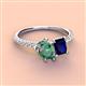 4 - Zahara 9x6 mm Pear Lab Created Alexandrite and 7x5 mm Emerald Cut Lab Created Blue Sapphire 2 Stone Duo Ring 