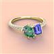 4 - Zahara 9x6 mm Pear Lab Created Alexandrite and 7x5 mm Emerald Cut Tanzanite 2 Stone Duo Ring 