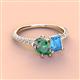 4 - Zahara 9x6 mm Pear Lab Created Alexandrite and 7x5 mm Emerald Cut Blue Topaz 2 Stone Duo Ring 