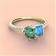 4 - Zahara 9x6 mm Pear Lab Created Alexandrite and 7x5 mm Emerald Cut Blue Topaz 2 Stone Duo Ring 