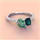4 - Zahara 9x6 mm Pear Lab Created Alexandrite and 7x5 mm Emerald Cut London Blue Topaz 2 Stone Duo Ring 
