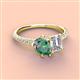 4 - Zahara 9x6 mm Pear Lab Created Alexandrite and IGI Certified 7x5 mm Emerald Cut Lab Grown Diamond 2 Stone Duo Ring 