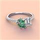 4 - Zahara 9x6 mm Pear Lab Created Alexandrite and GIA Certified 7x5 mm Emerald Cut Diamond 2 Stone Duo Ring 