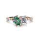 1 - Zahara 9x6 mm Pear Lab Created Alexandrite and GIA Certified 7x5 mm Emerald Cut Diamond 2 Stone Duo Ring 