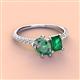 4 - Zahara 9x6 mm Pear Lab Created Alexandrite and 7x5 mm Emerald Cut Lab Created Emerald 2 Stone Duo Ring 