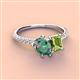 4 - Zahara 9x6 mm Pear Lab Created Alexandrite and 7x5 mm Emerald Cut Peridot 2 Stone Duo Ring 