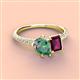 4 - Zahara 9x6 mm Pear Lab Created Alexandrite and 7x5 mm Emerald Cut Rhodolite Garnet 2 Stone Duo Ring 