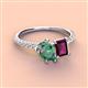 4 - Zahara 9x6 mm Pear Lab Created Alexandrite and 7x5 mm Emerald Cut Rhodolite Garnet 2 Stone Duo Ring 