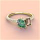 4 - Zahara 9x6 mm Pear Lab Created Alexandrite and 7x5 mm Emerald Cut Smoky Quartz 2 Stone Duo Ring 