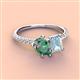4 - Zahara 9x6 mm Pear Lab Created Alexandrite and 7x5 mm Emerald Cut Aquamarine 2 Stone Duo Ring 