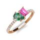 5 - Zahara 9x6 mm Pear Lab Created Alexandrite and 7x5 mm Emerald Cut Lab Created Pink Sapphire 2 Stone Duo Ring 