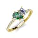 5 - Zahara 9x6 mm Pear Lab Created Alexandrite and 7x5 mm Emerald Cut Forever Brilliant Moissanite 2 Stone Duo Ring 