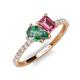 5 - Zahara 9x6 mm Pear Lab Created Alexandrite and 7x5 mm Emerald Cut Pink Tourmaline 2 Stone Duo Ring 