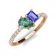 5 - Zahara 9x6 mm Pear Lab Created Alexandrite and 7x5 mm Emerald Cut Tanzanite 2 Stone Duo Ring 