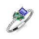 5 - Zahara 9x6 mm Pear Lab Created Alexandrite and 7x5 mm Emerald Cut Tanzanite 2 Stone Duo Ring 