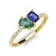 5 - Zahara 9x6 mm Pear Lab Created Alexandrite and 7x5 mm Emerald Cut Iolite 2 Stone Duo Ring 