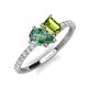 5 - Zahara 9x6 mm Pear Lab Created Alexandrite and 7x5 mm Emerald Cut Peridot 2 Stone Duo Ring 