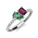5 - Zahara 9x6 mm Pear Lab Created Alexandrite and 7x5 mm Emerald Cut Rhodolite Garnet 2 Stone Duo Ring 