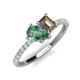 5 - Zahara 9x6 mm Pear Lab Created Alexandrite and 7x5 mm Emerald Cut Smoky Quartz 2 Stone Duo Ring 