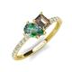 5 - Zahara 9x6 mm Pear Lab Created Alexandrite and 7x5 mm Emerald Cut Smoky Quartz 2 Stone Duo Ring 