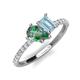 5 - Zahara 9x6 mm Pear Lab Created Alexandrite and 7x5 mm Emerald Cut Aquamarine 2 Stone Duo Ring 