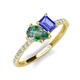 5 - Zahara 9x6 mm Pear Lab Created Alexandrite and 7x5 mm Emerald Cut Tanzanite 2 Stone Duo Ring 