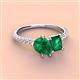 4 - Zahara 9x7 mm Pear Emerald and 7x5 mm Emerald Cut Lab Created Emerald 2 Stone Duo Ring 