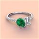 4 - Zahara 9x7 mm Pear Emerald and 7x5 mm Emerald Cut Forever One Moissanite 2 Stone Duo Ring 