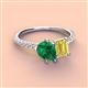 4 - Zahara 9x7 mm Pear Emerald and 7x5 mm Emerald Cut Lab Created Yellow Sapphire 2 Stone Duo Ring 